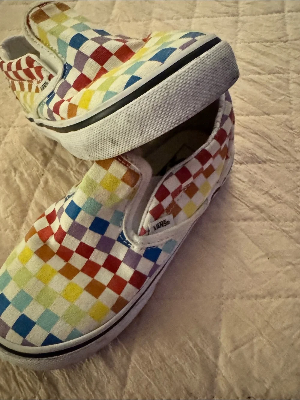 Vans Kids Multicolor Rainbow Checkerboard Slip-On Sneakers
